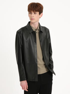 callisto黑色精选羊皮革皮夹克
 FSFLT010C BK