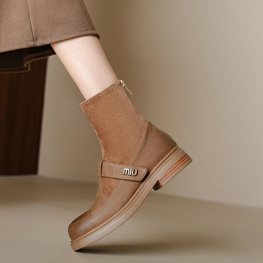 舒适百搭，里外全头层皮拼接短靴LGYZ-907-2 商品图1