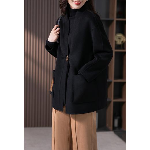 【现货7天】高端牛角扣双面羊绒大衣女短款2023秋冬新款宽松国风毛呢外套 商品图4