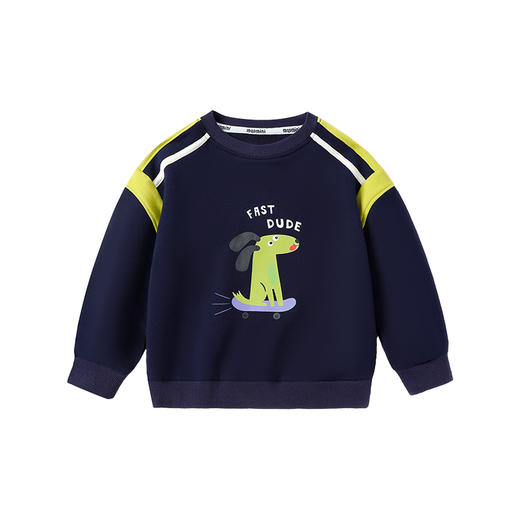 【清仓捡漏】【80 100 140】【MQDmini】男童春秋卫衣中小童撞色拼接卡通印花圆领上衣MQDMINI童装 商品图4