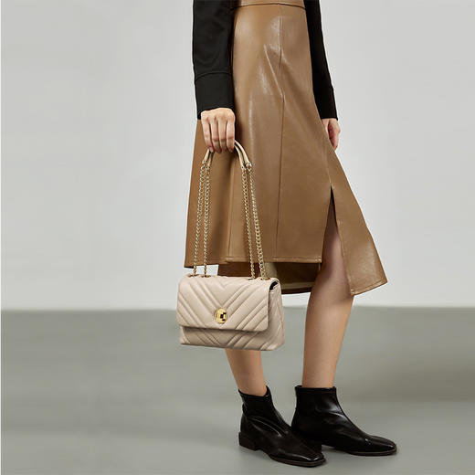 牛皮小香风包包菱格气质真皮高级感链条包 商品图1