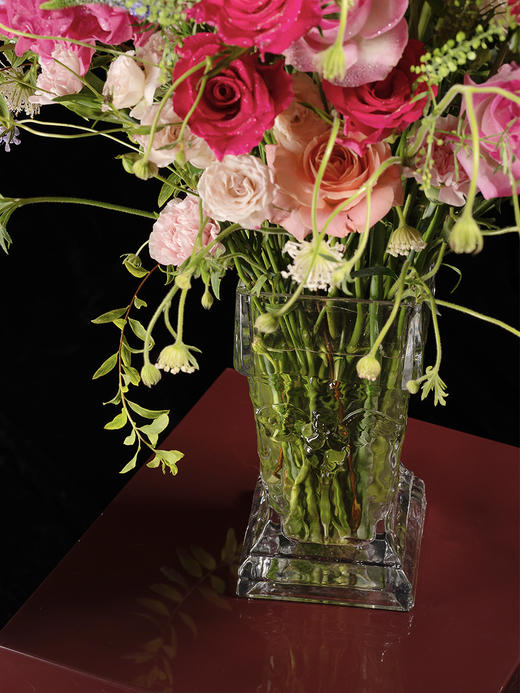 稀奇艺术罗马之心古典复古方形水晶玻璃花瓶客厅摆件 商品图1