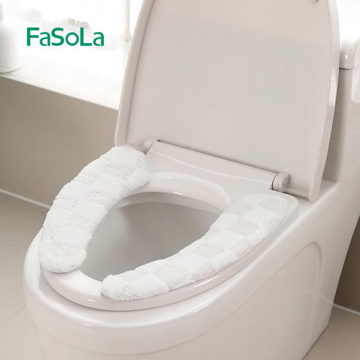 FaSoLa马桶垫家用加厚加绒冬季通用坐便器套粘贴式可水洗马桶坐垫 商品图9