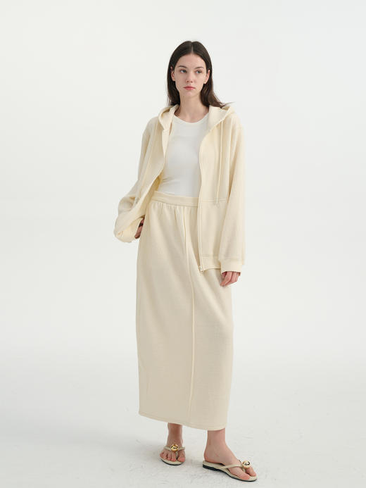 MAISON CECILE四色/百搭温暖颗粒感羊毛花苞半身裙 商品图0