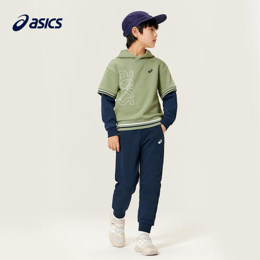 【品牌直发 】ASICS/亚瑟士童装卫衣2023冬新款男女儿童保暖加厚假两件连帽卫衣 商品图2