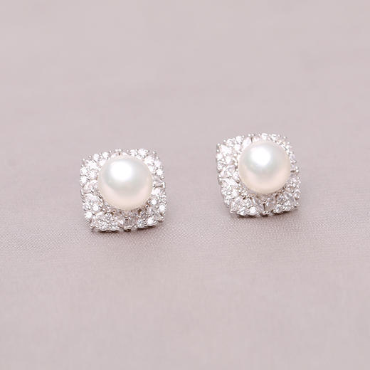 美裕 925银淡水珍珠耳钉 8-9mm 107230 商品图1