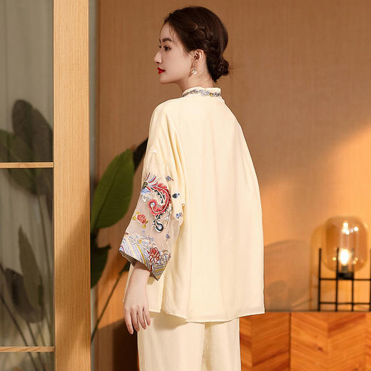 真丝丝绒刺绣，复古上衣长袖唐装AYK-002 商品图3