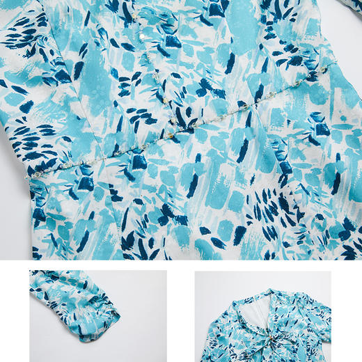 司歌端庄V领气质长袖连衣裙A881229 商品图1