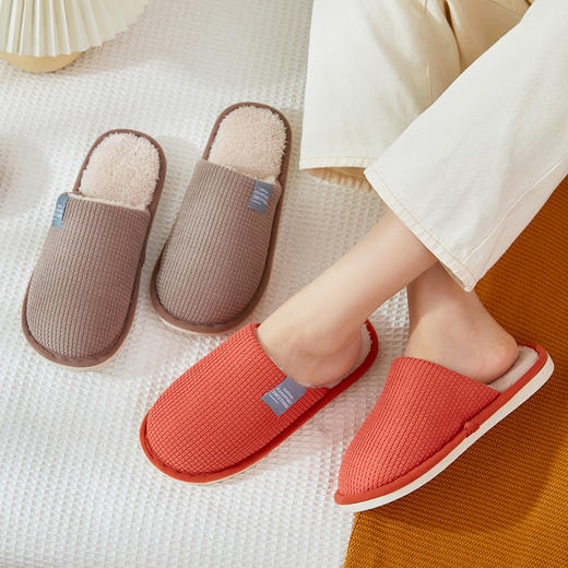 「五色可选！轻盈自在」慈溪2023新款玉米绒布标地板拖棉拖鞋 男防滑耐磨鞋 商品图2