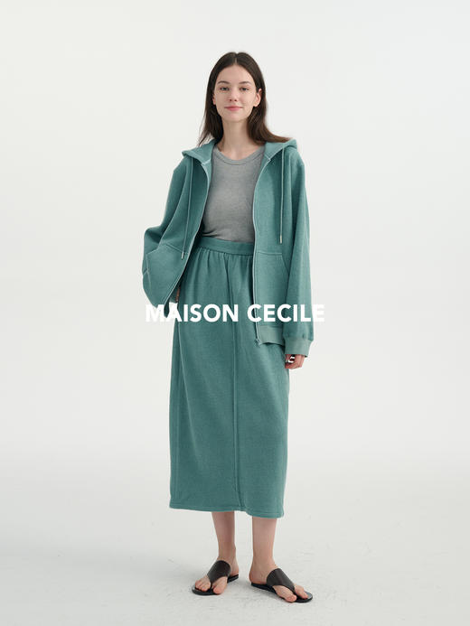 MAISON CECILE四色/百搭温暖颗粒感羊毛花苞半身裙 商品图3