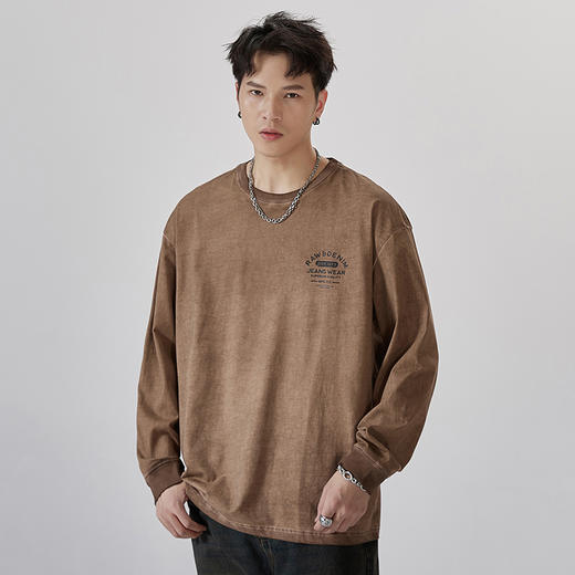 100%棉【新款DQ】大依优型长袖T恤重磅棉男宽松个性字母上衣胖子加肥加大肥佬潮款纯棉 商品图1