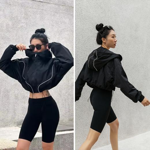 【户外防风面料】反光拼接连帽运动防风衣外套 商品图8