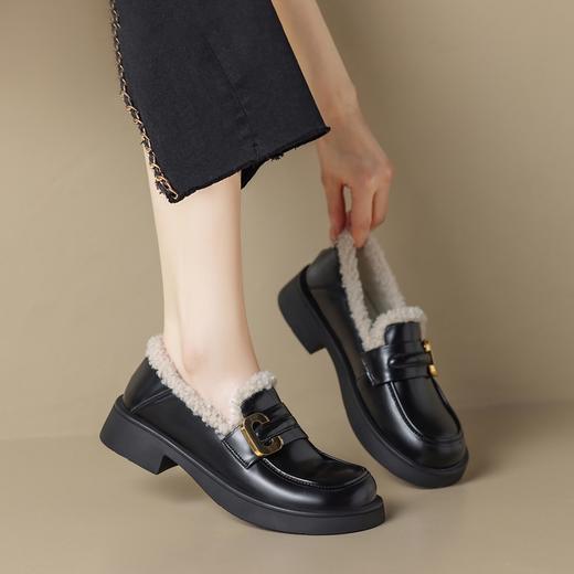 ZHR棉鞋2023秋冬季新款时尚户外乐福鞋女休闲百搭加厚简约棉鞋女 商品图2