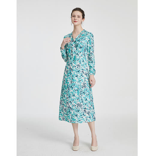 司歌端庄V领气质长袖连衣裙A881229 商品图5