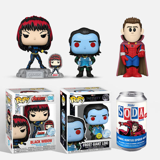 MINDstyle独家限定漫威套装（蜘蛛侠苏打罐随机Chase+黑寡妇POP&Pin+洛基夜光限定） 商品图2