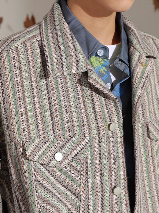 OADB/A14440A003/复古条纹牛仔夹克 商品图2