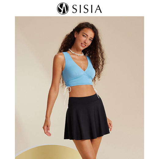 sisia2023新款泳衣女显瘦性感纯欲v领海岛温泉高级感裙式分体泳衣 商品图2