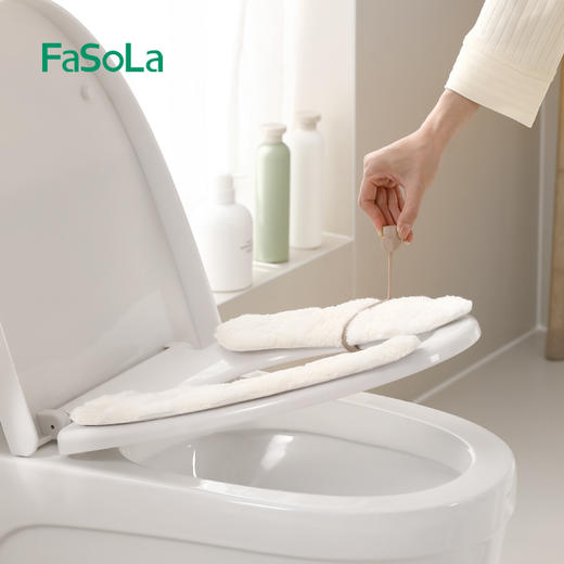 FaSoLa马桶垫家用加厚加绒冬季通用坐便器套粘贴式可水洗马桶坐垫 商品图3