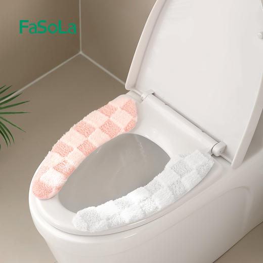 FaSoLa马桶垫家用加厚加绒冬季通用坐便器套粘贴式可水洗马桶坐垫 商品图2