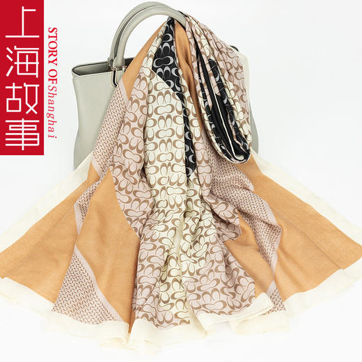 DD-上海故事棉麻围巾女秋冬季新款披肩外搭丝巾两用送妈妈长辈礼物 商品图4