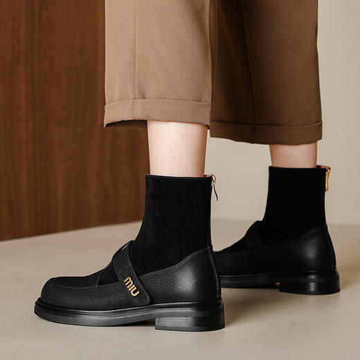 舒适百搭，里外全头层皮拼接短靴LGYZ-907-2 商品图2