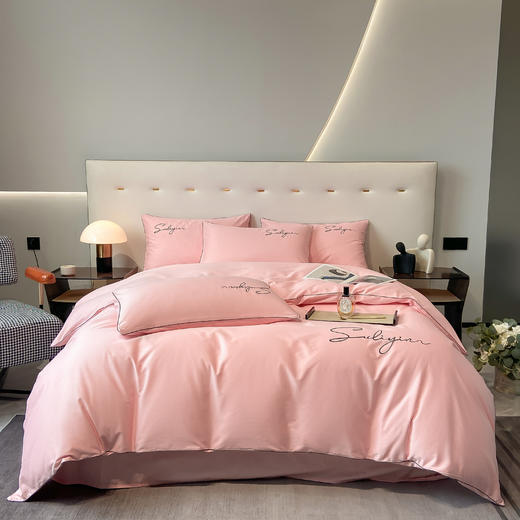 【品牌直发】加倍生活 长绒棉绣花全棉纯色四件套/杰西 高密全棉 软糯贴肤 精致刺绣 活性印染 7色可选 商品图9