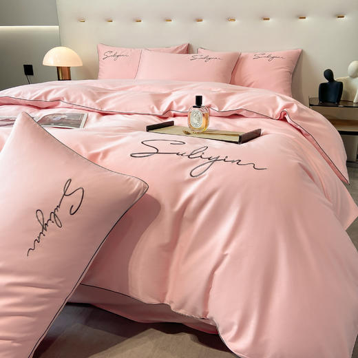 【品牌直发】加倍生活 长绒棉绣花全棉纯色四件套/杰西 高密全棉 软糯贴肤 精致刺绣 活性印染 7色可选 商品图3