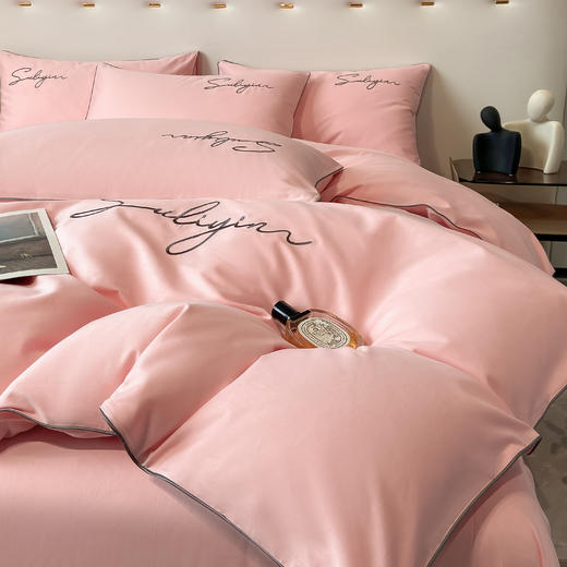 【品牌直发】加倍生活 长绒棉绣花全棉纯色四件套/杰西 高密全棉 软糯贴肤 精致刺绣 活性印染 7色可选 商品图5