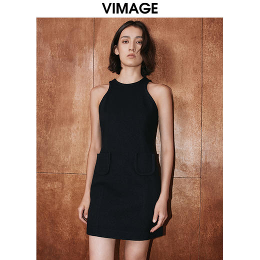 VIMAGE纬漫纪秋季新款设计感小众收腰气质裙子连衣裙V2007626 商品图4