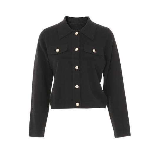 VIMAGE纬漫纪可机洗羊毛衫时尚显瘦白色polo翻领针织开衫秋新款VC2301208 商品图10