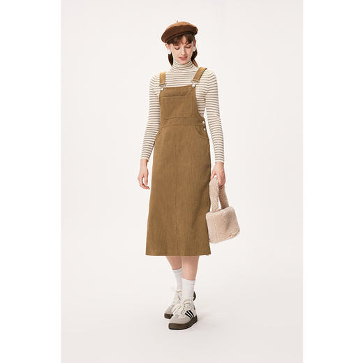 【严选】诗凡黎冬宽条宽松廓形胸前可爱大口袋吊带连衣裙SEA140691 商品图2