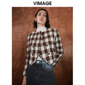 VIMAGE纬漫纪冬季新款个性百搭洋气短款显瘦外套女V2003621