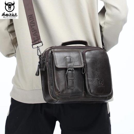 牛船长(BULLCAPTAIN)男士真皮单肩斜挎复古头层牛皮包 商品图0