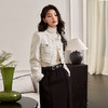 西遇小香风梭织外套秋冬新款米白色设计感宽松长袖短款上衣12138849 商品缩略图2