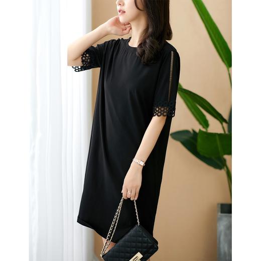 【现货7天】蕾丝拼接直筒显瘦连衣裙女2023夏季新款小心机气质女士长裙 商品图1