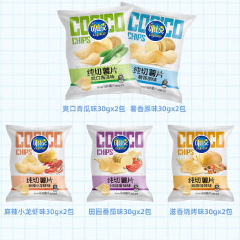 可比克纯切薯片300g儿童小包装休闲零食大礼包膨化食品礼盒混合口味 商品图0