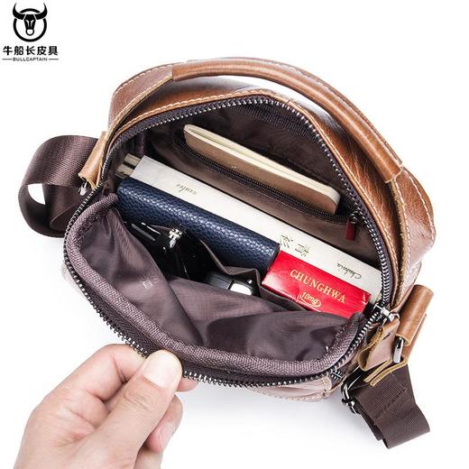 牛船长皮具真皮男士休闲单肩斜挎包头层牛皮手提多功能包 商品图2