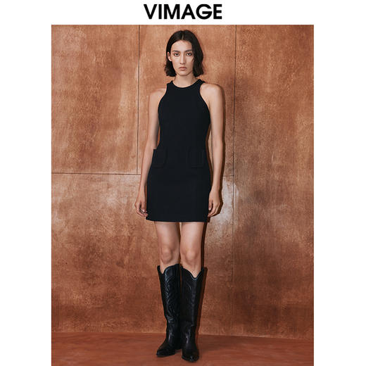 VIMAGE纬漫纪秋季新款设计感小众收腰气质裙子连衣裙V2007626 商品图3