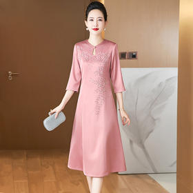 喜婆婆丈母娘嫁女儿妈妈装，婚宴礼服大摆遮肚显瘦连衣裙LC-2386