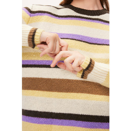 【严选】诗凡黎冬基础撞色不规则条纹圆领毛衣SEA131071 商品图3