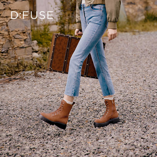 Dfuse迪芙斯冬季新款圆头简约厚底户外马丁靴短靴DF34116208 商品图8