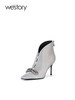 westory2023秋季新品真皮尖头细跟短靴v斜切时尚百搭时装靴W23DS83001 商品缩略图2