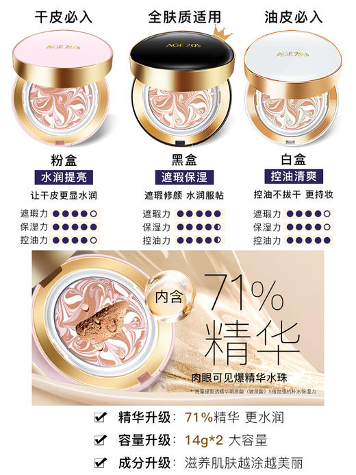 【全球购】【172元会员福利】（全球购）爱敬爱纪二十之精华遮瑕粉底液13号14g*2(黑/粉) 商品图2