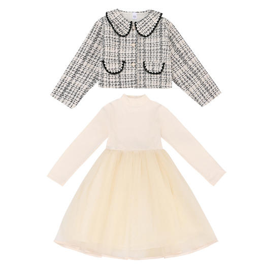 2023春秋季小香风网纱连衣裙套装PJX-DQR2325 商品图4