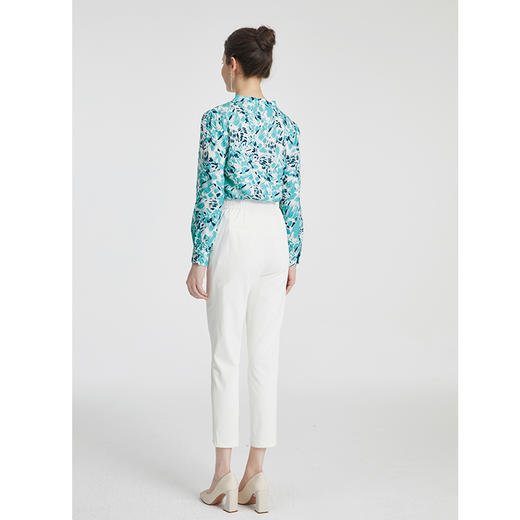 司歌印花长袖上衣蝴蝶结修身光泽T881228 商品图3