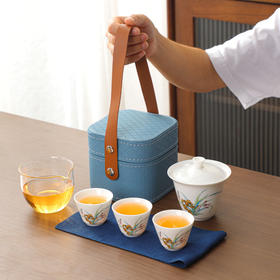 陶瓷功夫茶具户外便携式旅行茶具中式套装快客杯一壶三杯商务礼品