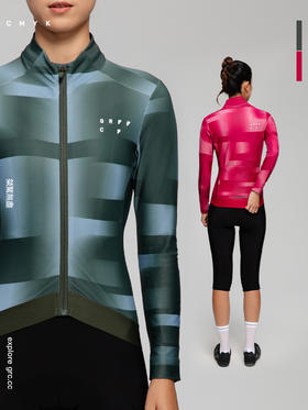 GRC桀骜无尽秋冬新款CMYK印花抓绒保暖长袖公路自行车骑行服夹克