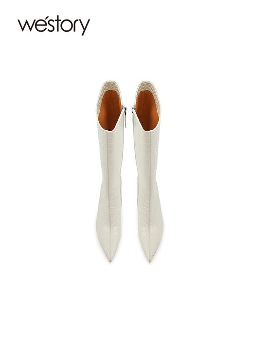 westory2023秋季新品骑士靴长筒靴鳄鱼纹高筒靴大筒围粗腿裤W23DQ82761 商品图2