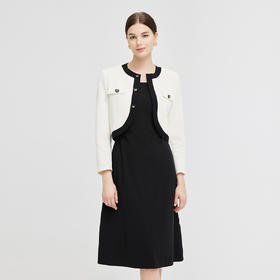 NG839斯尔丽瑟俪圆领短款上衣外套搭配无袖圆领连衣裙女式套装连衣裙