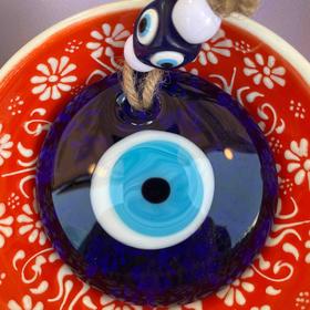 大-8cm-蓝眼睛挂件挂饰（白珠/麻绳）